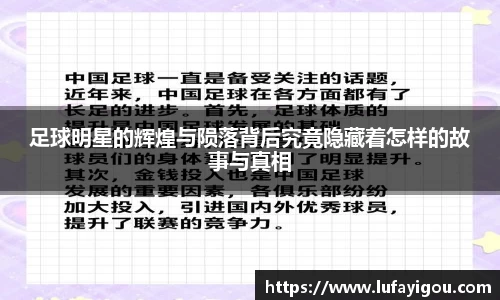 足球明星的辉煌与陨落背后究竟隐藏着怎样的故事与真相